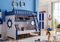 most popular wood bunkbed with staircase cabinet  model 611 blue colour