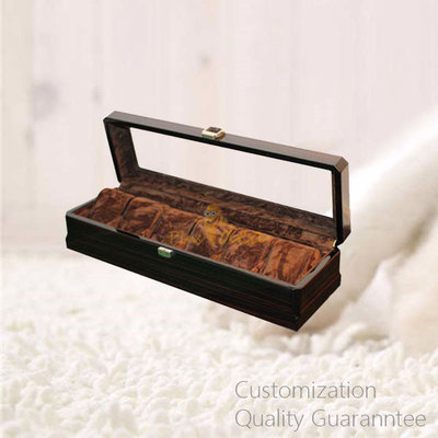 China High Gloss Black Ebony Wooden Watch Storage Display Window Chest Box with 6 Slots, Personalized Logo Brand. supplier