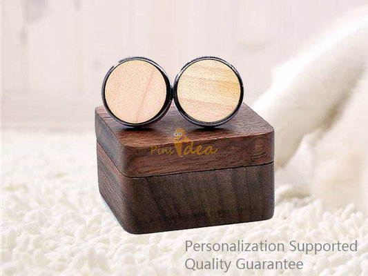 China Luxury Men's Accessories Black Walnut Wooden Gift Boxed Cuff Links, Small Order, Quality Guarantee supplier