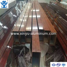 China Rectangle wood color powder coated extruded aluminium square tube profile supplier