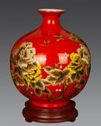 Flower vase with wheat straw painting, special vase for flowers red color floral vase porcelain