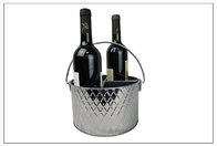 Stainless steel, double-walled insulation,4 grids bottle ice wine bucket with lifting hander, mirror polishing