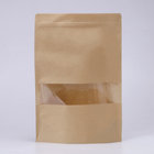 Many size brown kraft packaging for snack food stand up zipper paper bag with stickers in stock
