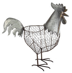 Metal Chicken Wire Decorative Standing Provence Rooster Basket 18 Inch