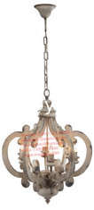 YL-LT1001 Wholesale Farmhouse vintage wooden chandelier 6-lights wrought iron crown pendant lighting with UL/CE