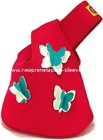 Red Handy Insulated Lady Neoprene Shopping tote Bag case with butterfly embrodery