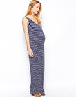 2017 beach dress design maternity long dress in blue and white stripe