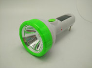 BN-4158S Electric Solar Power Rechargeable Green Head White Body Plastic LED Flashlight To