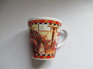 Promotional Christmas Ceramic Pottery mug ,red or green,promo,porcelain mug