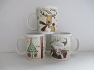 Promotional Christmas Ceramic Pottery mug ,red or green,promo,porcelain mug