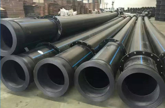 China qualified black hdpe dredge pipes with stub ends on both sides supplier