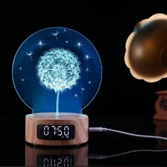 China 2018 Newest Product 5 in 1 3D engraving  night light  bluetoooth speaker with time display and alarm clock function supplier