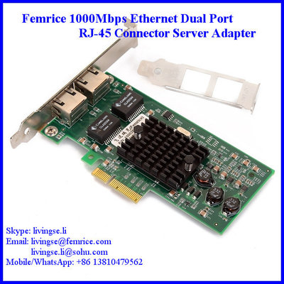 China Femrice 1000M 2 Ports RJ-45 Connector PCI Express x4 Server Adapter (Intel 82571 Chipset) supplier
