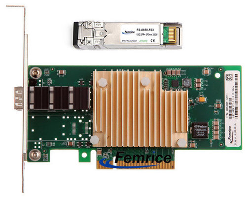 China Femrice 10G Gigabit Ethernet Server Interface LAN Card Single SFP+ Fiber Port INTEL 82599 Chipset With MM Transceiver supplier