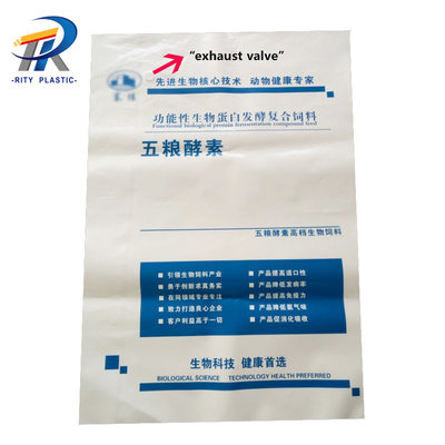 China PE 180mic 1color printing plastic bag cylindric packaging bag with exhaust valve LDPE chemical feed plastic bag supplier