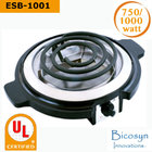 ESB-1001A 750/1000 Watt Cheap Compact Single Buffet Burner Electric Hot Plate, Black, UL approved, Back to school item