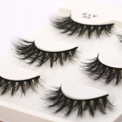 China Makeup Suppliers Hot Sale high quality Self-adhesive Artificial Eyelashes three pairs in a box supplier