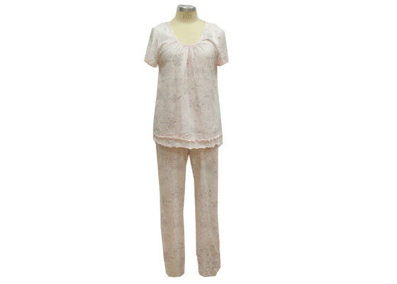 China Lounging Women'S 100 Cotton Pajama Sets , Womens Cuffed Pyjamas Eco Friendly supplier