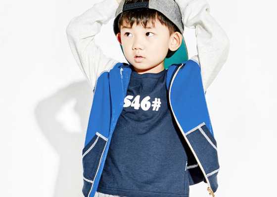 China Contrast Color Terry Kids Boys Clothes Full Open Navy Blue Hoodie OEM Service supplier