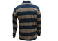 Colorful Mens Long Sleeve Striped Polo Shirts , 2 Piece Collar Mens Knitted Polo Tops supplier