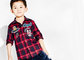 Checked Woven Fabric Kids Boys Clothes Kids Long Sleeve Polo Shirts Soft supplier