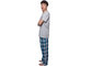 Short Sleeve Long Pant Cotton Checked Pyjamas / Nightwear , Solid Top Checkered Pjs supplier