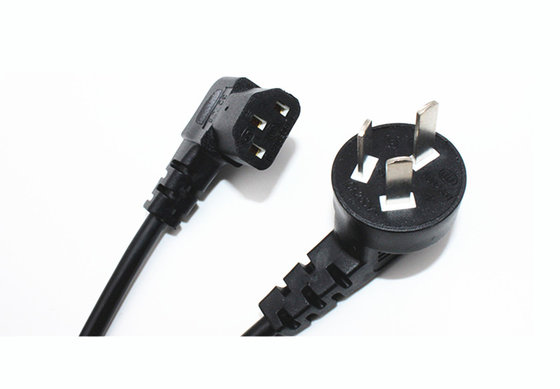 China Hot sale Oxygen-free copper black power cord 10A 0.5m-10mAngled female power cable supplier