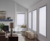 Modern motorized/manual soft shutters window grey Shangri-la blinds customized double layer curtain