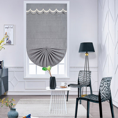 European style fan shape grey Roman blind track modern simple Customized living room dining room solid color