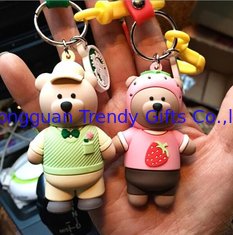 China Custom High Quality 3d Brown Bear Doll Keychain Key Holder With Silicone Wristband, Different Design Available supplier