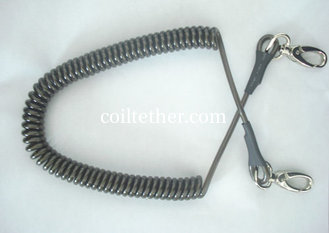 China Black hot selling spiral coiled lanyard plastic coated strong 1.0 stainless steel cord saf supplier