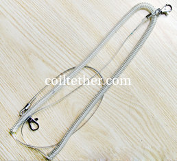 China Hot sales clear plastic pu customized long wire coil tether w/meta snap hook for safety supplier