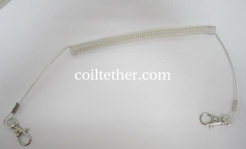 Semi-transparent clear spiral coil wire leash retractable tethers supplier