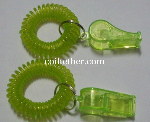 Plastic Wrist Key Coil w/Whistle as Security Promotional Gift supplier