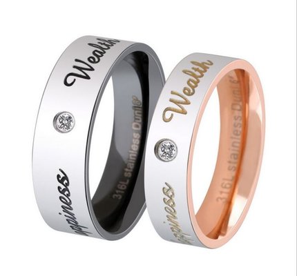 China Couple Diamond Ring Rose Golden Finger Ring for Lovers Stainless Steel Wedding Rings supplier