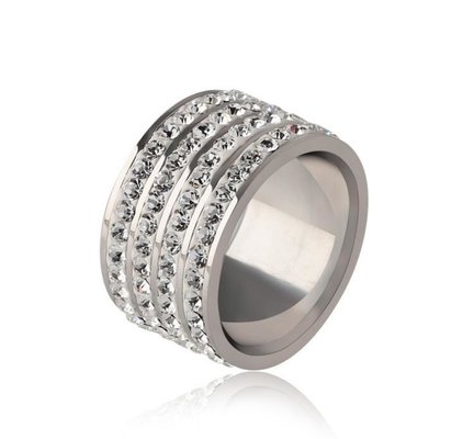 China Men′s Jewelry Fashion Silver Ring Full Diamond Finger Rings 316L Titanium Steel Diamond Ring supplier