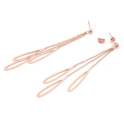China Water Droplets Dangle Earring, Rose Gold Stainless Steel Fashion Jewelry for Women supplier