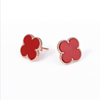 China Four-leaf clover shape  Acrylic stainless steel earrings Titanium steel hypoallergenic color earrings supplier