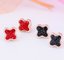 4 Leave Clover Stud Earrings for Girs Stainless Steel Inlaid Red Crystal Earrings  Fashion Jewelry supplier