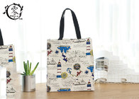 Impressionist Paintings Pattern ECO Shopping Bags Polyester Jute Tote Beige Resuable