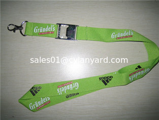 China Imprint polyester neck lanyard with metal bottle opener, functional neck straps wholesale supplier