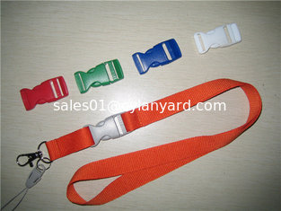 China Safety polyester neck lanyard with colored plastic detachable buckle, fast release lanyard supplier