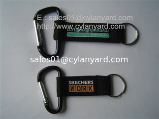China Hiking carabiner wrist lanyards, hiking short lanyard with metal carabiner and ring, supplier