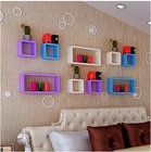 3pcs/lot Rectangle tv wall shelf shelves bookcase home decor hanging wooden plaque