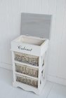 3 Wicker Drawer Unit White Wood Cabinet Cupboard Vintage Furniture