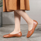 S008 2020 new spring and autumn fashion single shoes square toe mules soft and breathable leather women's shoes