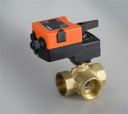 China 3 Way Motorized Brass Ball Valve 24VAC/DC Power Supply For Automatic Control supplier