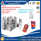Doypack stand up pouch filling , sealing , packging machine for liquid , oil