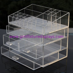 China Clear Acrylic Makeup Organizer Drawer Type Perspex Cosmetic Storage Box Plastic Makeup Box supplier