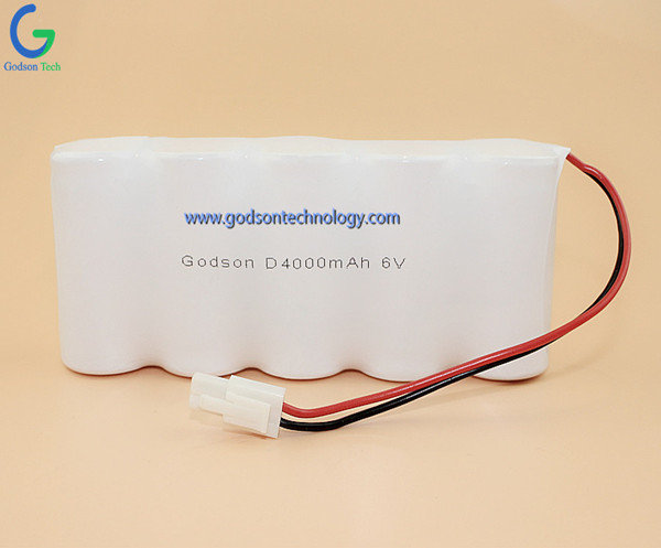 Ni-Cd Rechargeable Battery Pack D4000mAh 6V for Emergency Lighting Battery with Long Life Cycle and High Effeciency